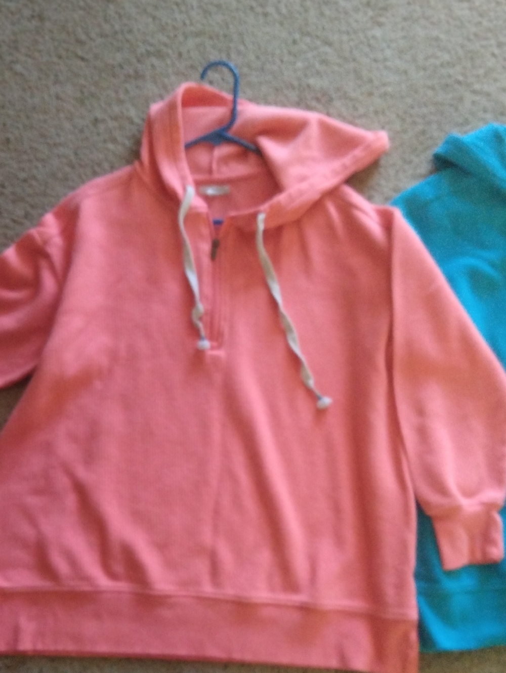 2Maurices Teal And Pink Knit Hooded Pullover - Picture 5 of 7